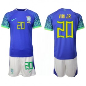 Günstige Fußballtrikots Brasilien Vinicius Junior 20 Kinder Auswärtstrikot FIFA WM 2022 Kurzarm